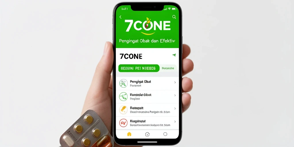 Tampilan antarmuka utama 7CONE yang user-friendly untuk Pengingat Obat.