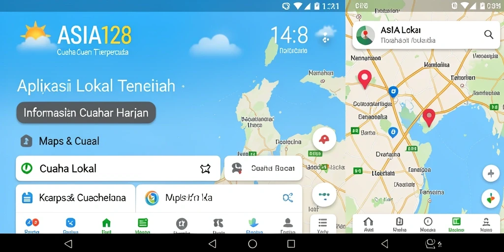 Tampilan antarmuka ASIA128 menampilkan informasi cuaca lokal terkini.