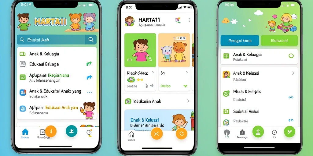 Screenshot HARTA11 menunjukkan antarmuka interaktif yang menarik untuk anak-anak.