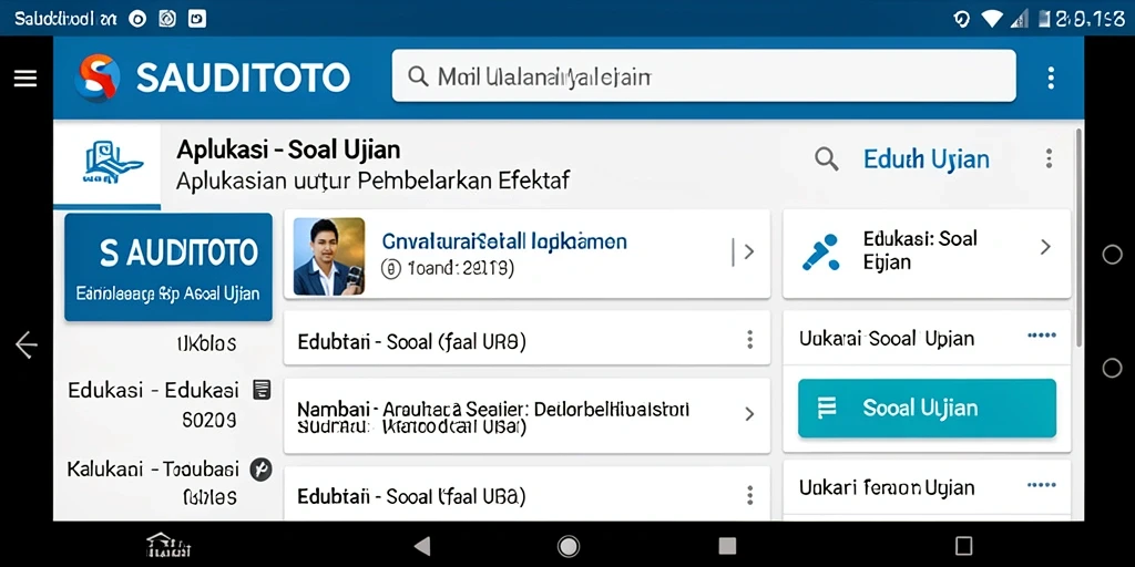 Tampilan antarmuka pengguna aplikasi Soal Ujian SAUDITOTO.