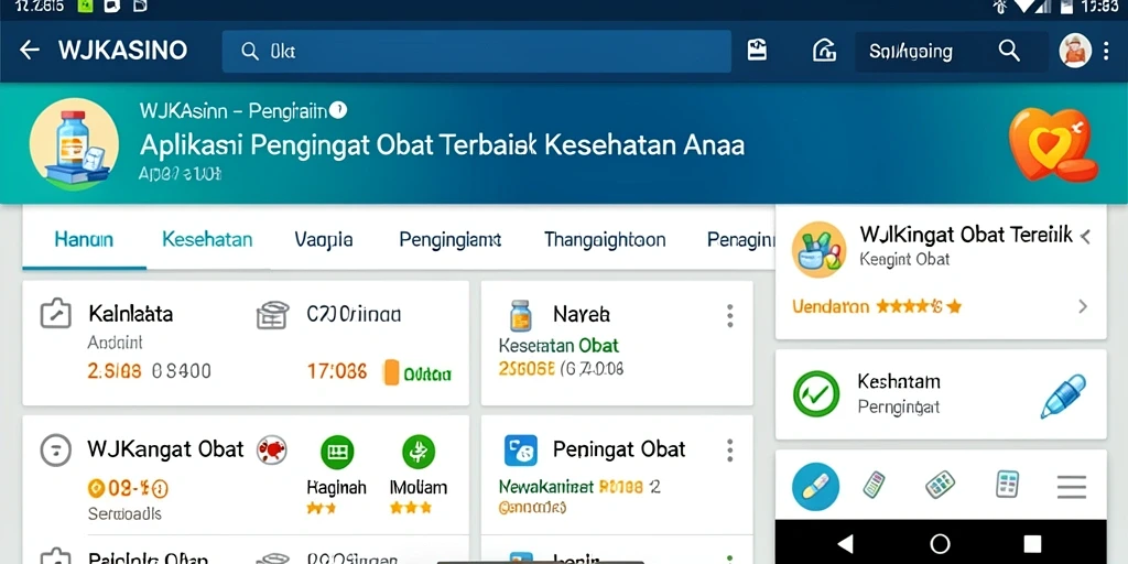 Tampilan antarmuka aplikasi WJKASINO untuk pengingat obat yang mudah digunakan.